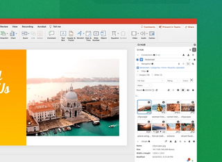 The Microsoft and CI HUB view showing the MediaValet connection and how to add images to a document
