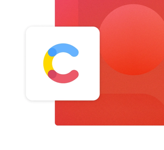 The Contentful logo with a white background on a red gradient card integration