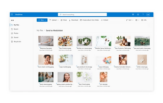 OneDrive of wellness image files with send to MediaValet function on a white background