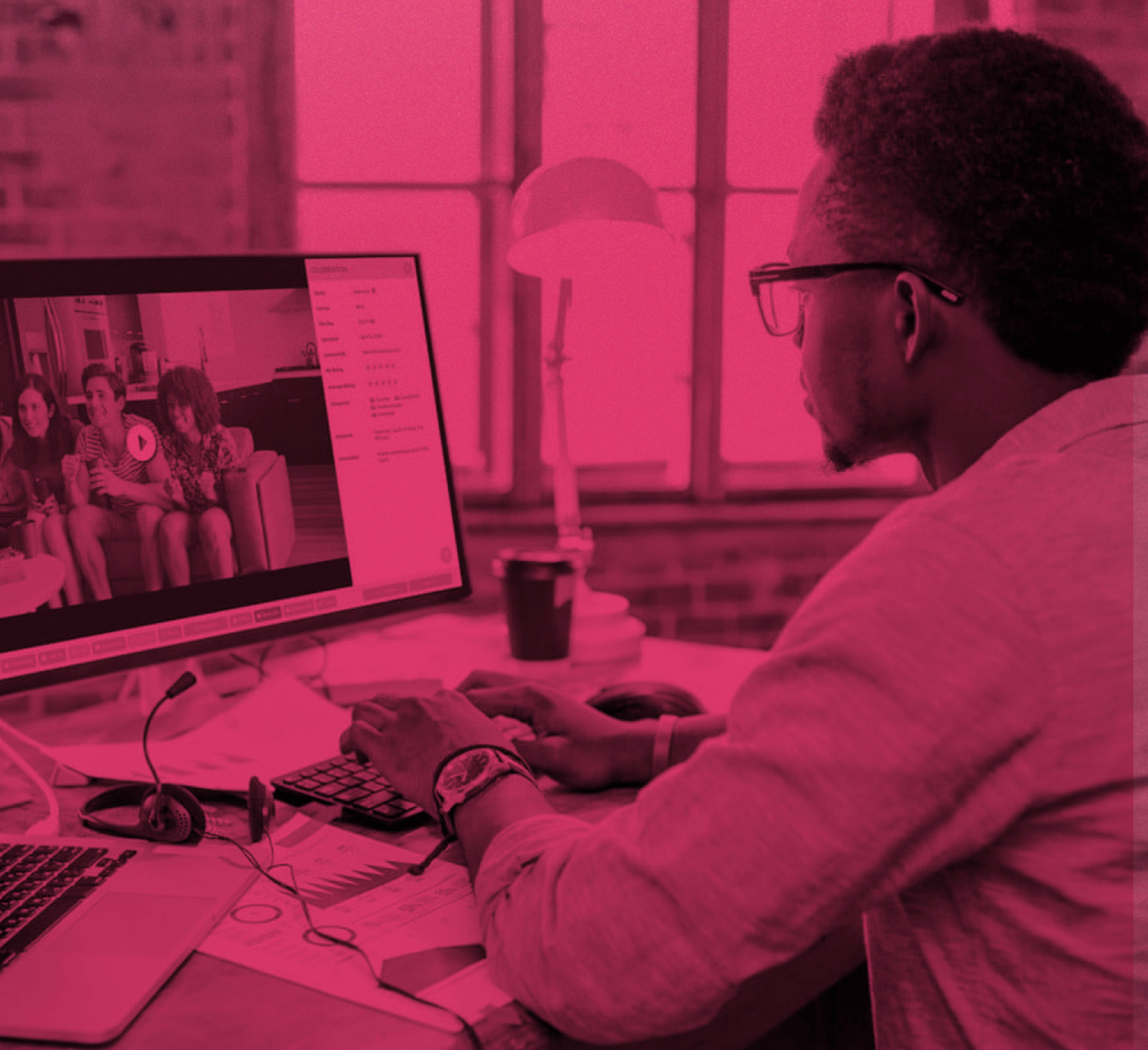 man typing on computer