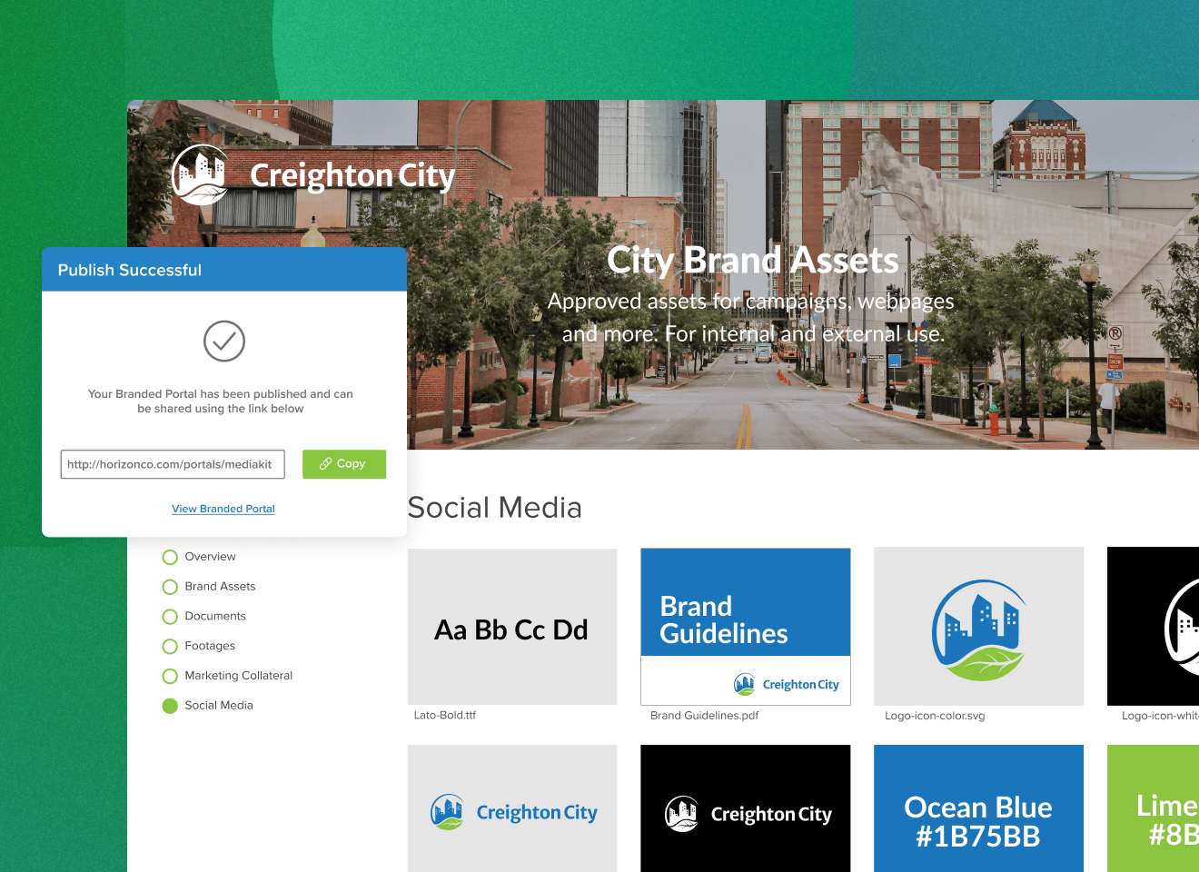 MediaValet DAM for government bodies and municipalities. Image of a branded portal at use for different branches of government.