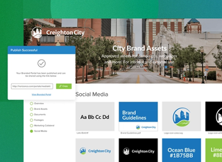 MediaValet DAM for government bodies and municipalities. Image of a branded portal at use for different branches of government.