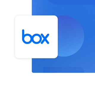 The Box logo with a white background on a blue card integration