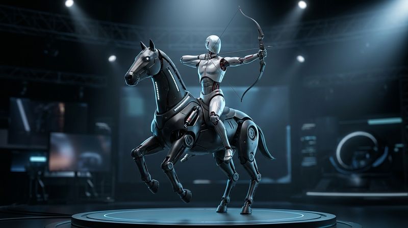 Chinese Humanoid Robot Performs Horseback Archery on Mechanical Horse