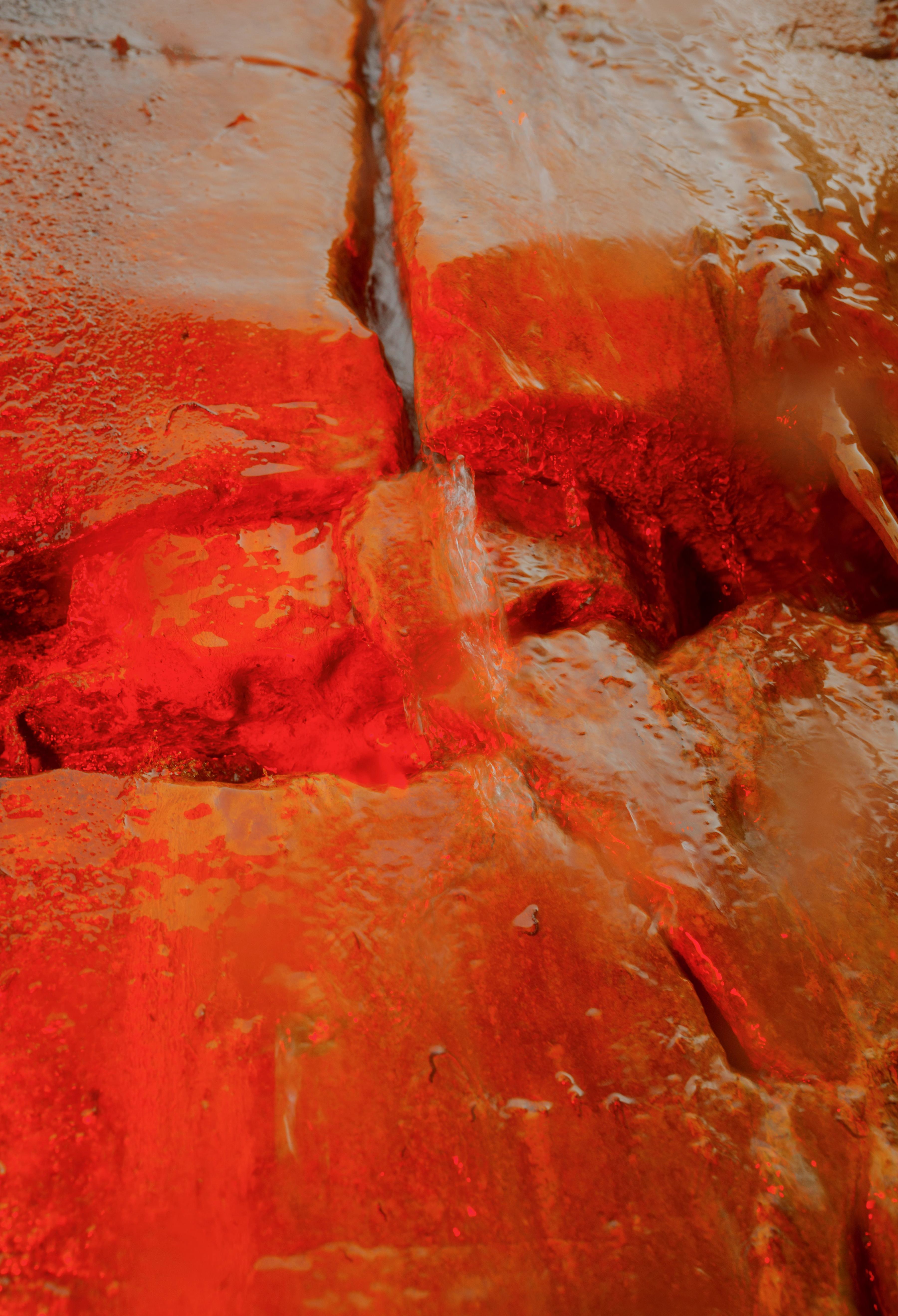 red stone clay water fall art