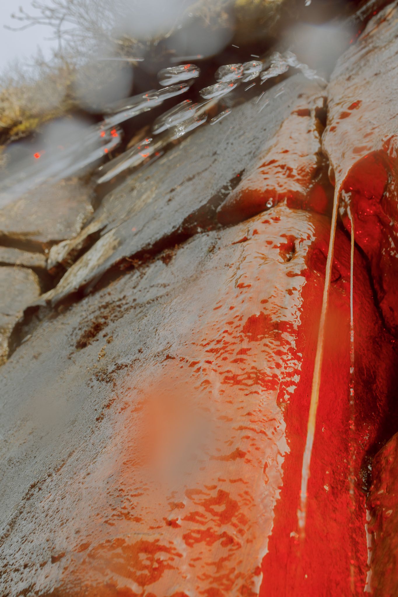 water for life red fall iceland rock