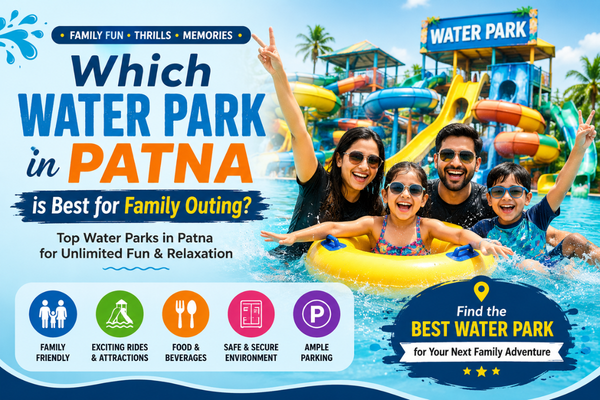 est water park in Patna for family outing with children enjoying splash pool