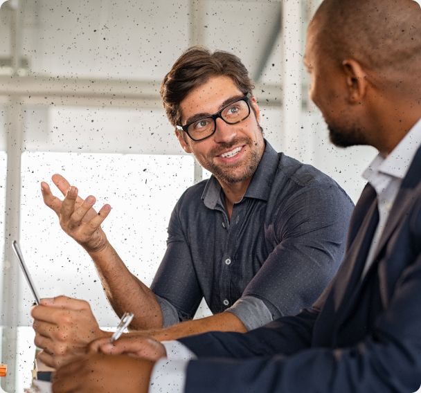 Colleagues engaging in conversation