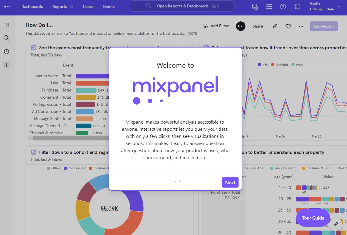 Mixpanel interactive demo