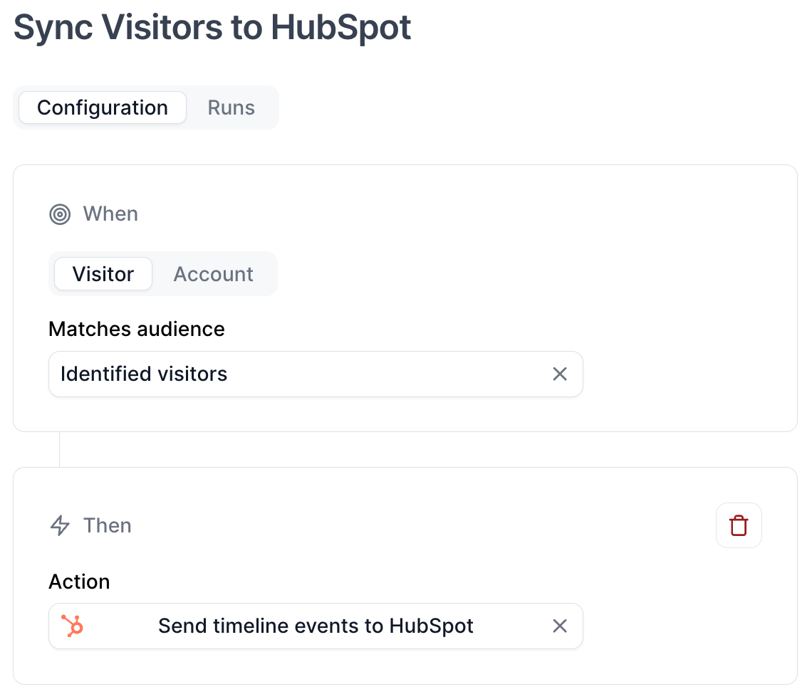 Interactive Demo Playbooks Send to Hubspot