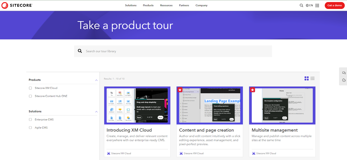 Sitecore product tour library