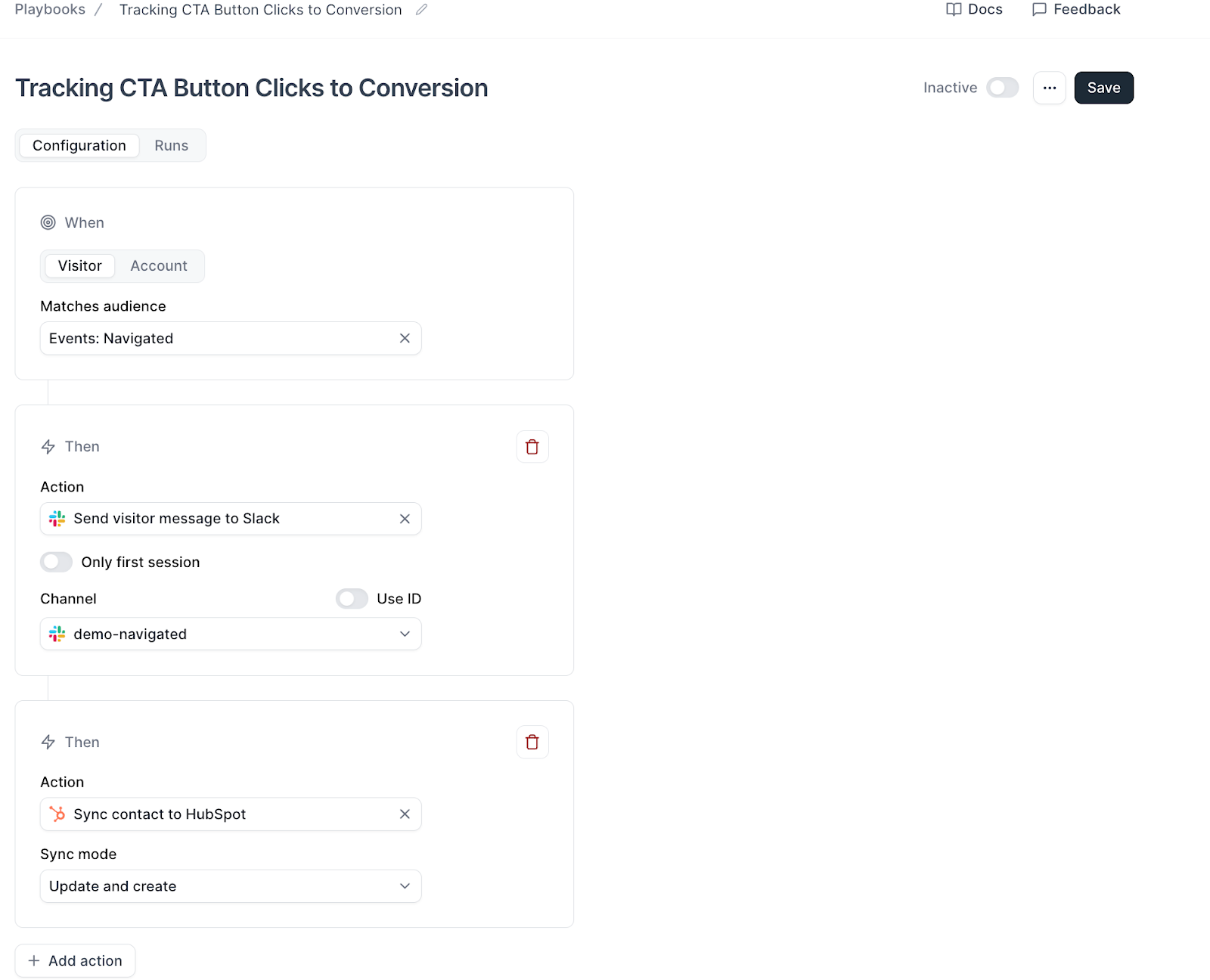 Interactive Demo Playbook Tracking CTA Clicks