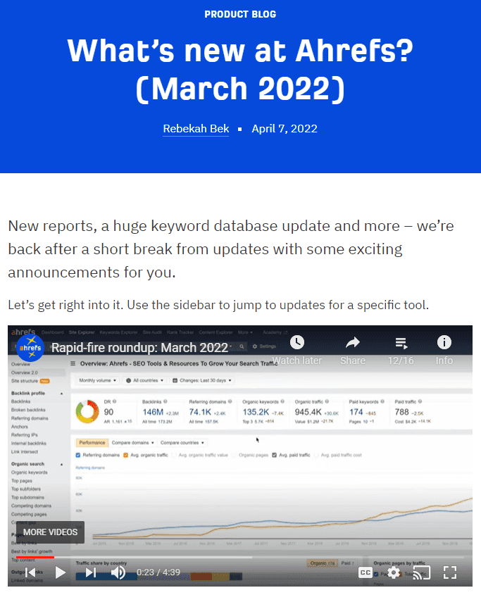 Ahrefs video