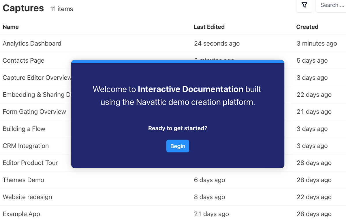 Navattic's interactive documentation