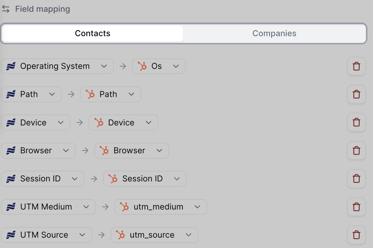 Hubspot integration field mapping