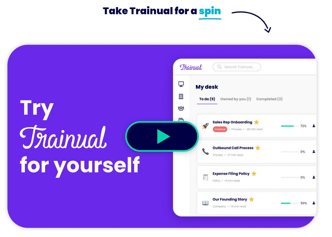 Trainual homepage demo CTA to interactive demo