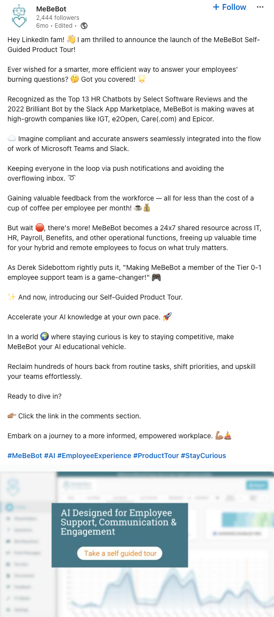 Mebebot Interactive Demo LinkedIn Post