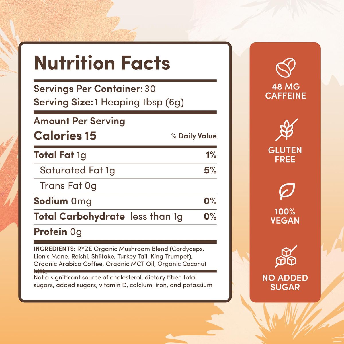 The product image lists 48 mg of caffeine per serving. Check the package for current nutrition details.