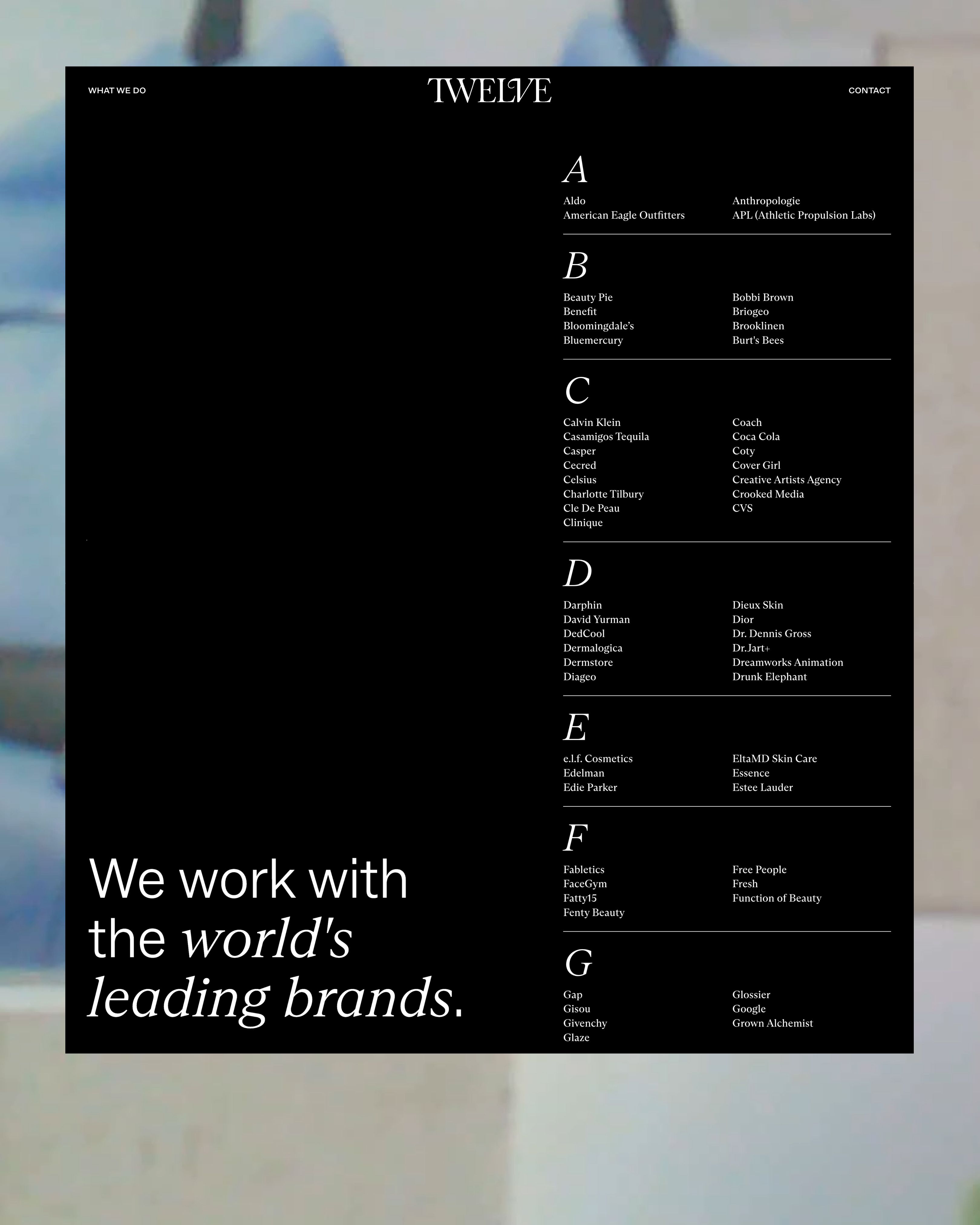 Image of brand list on a background