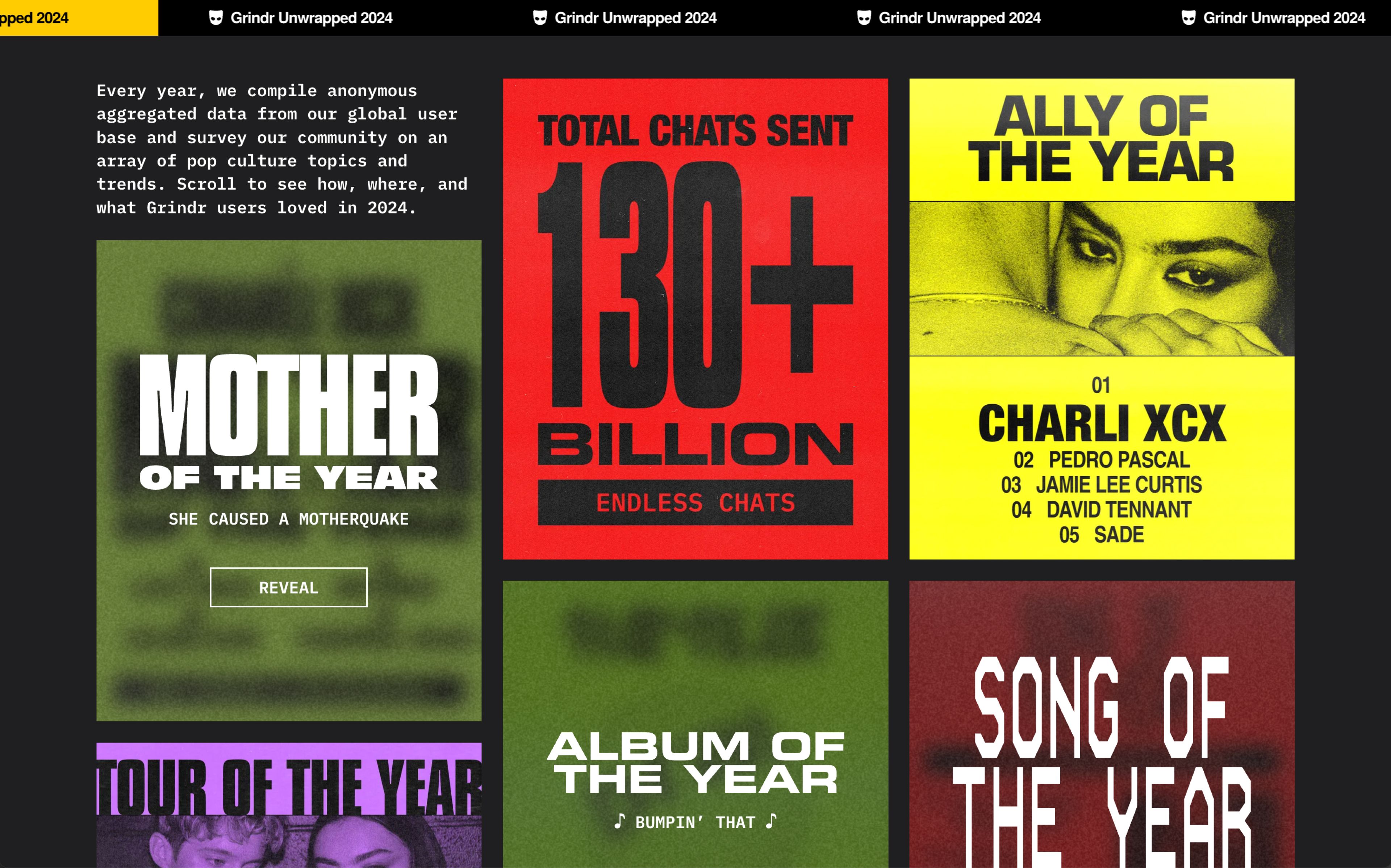 A still image of a grid of colorful rectangles