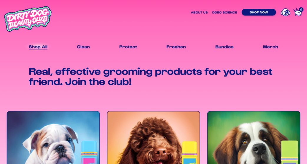 Dirty Dog Beauty Club home page