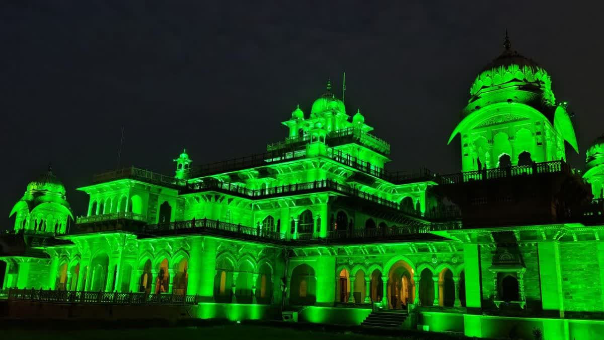 अंगदान जागरूकता के लिए आमेर, हवामहल और अल्बर्ट हॉल पर हुआ 'ग्रीन इल्यूमिनेशन'