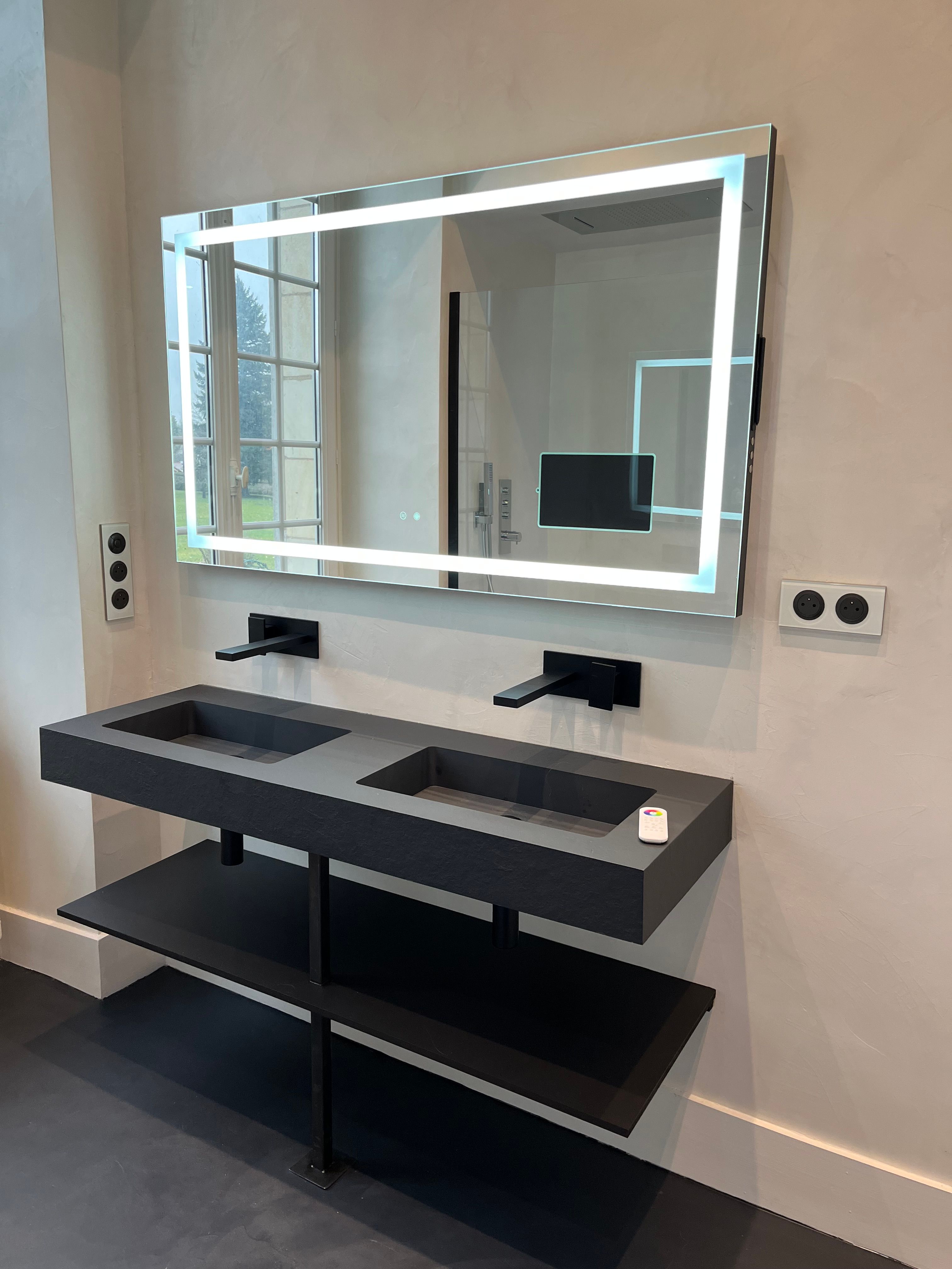 Meuble double vasque miroir LED