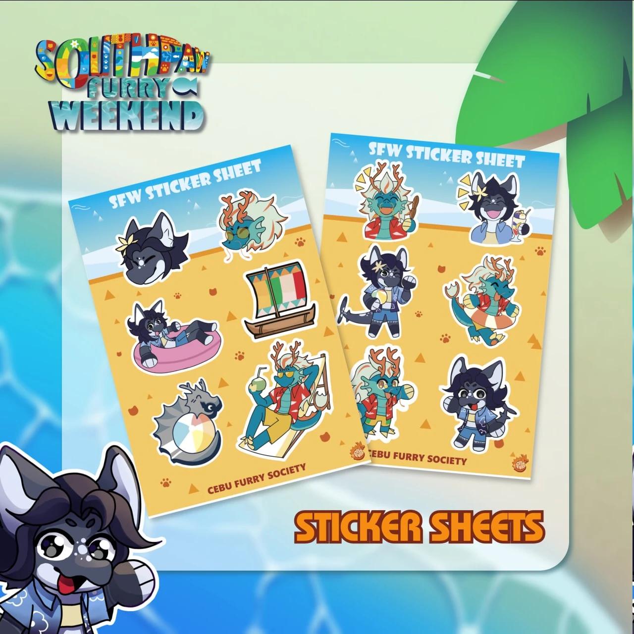 Sticker Sheet Preview for Southpaw Furry Weekend 2026!