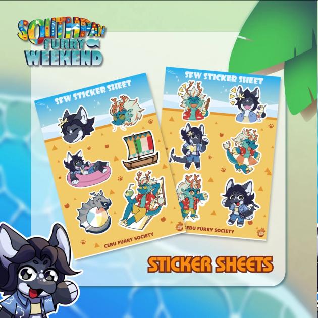 Sticker Sheet Preview for Southpaw Furry Weekend 2026!