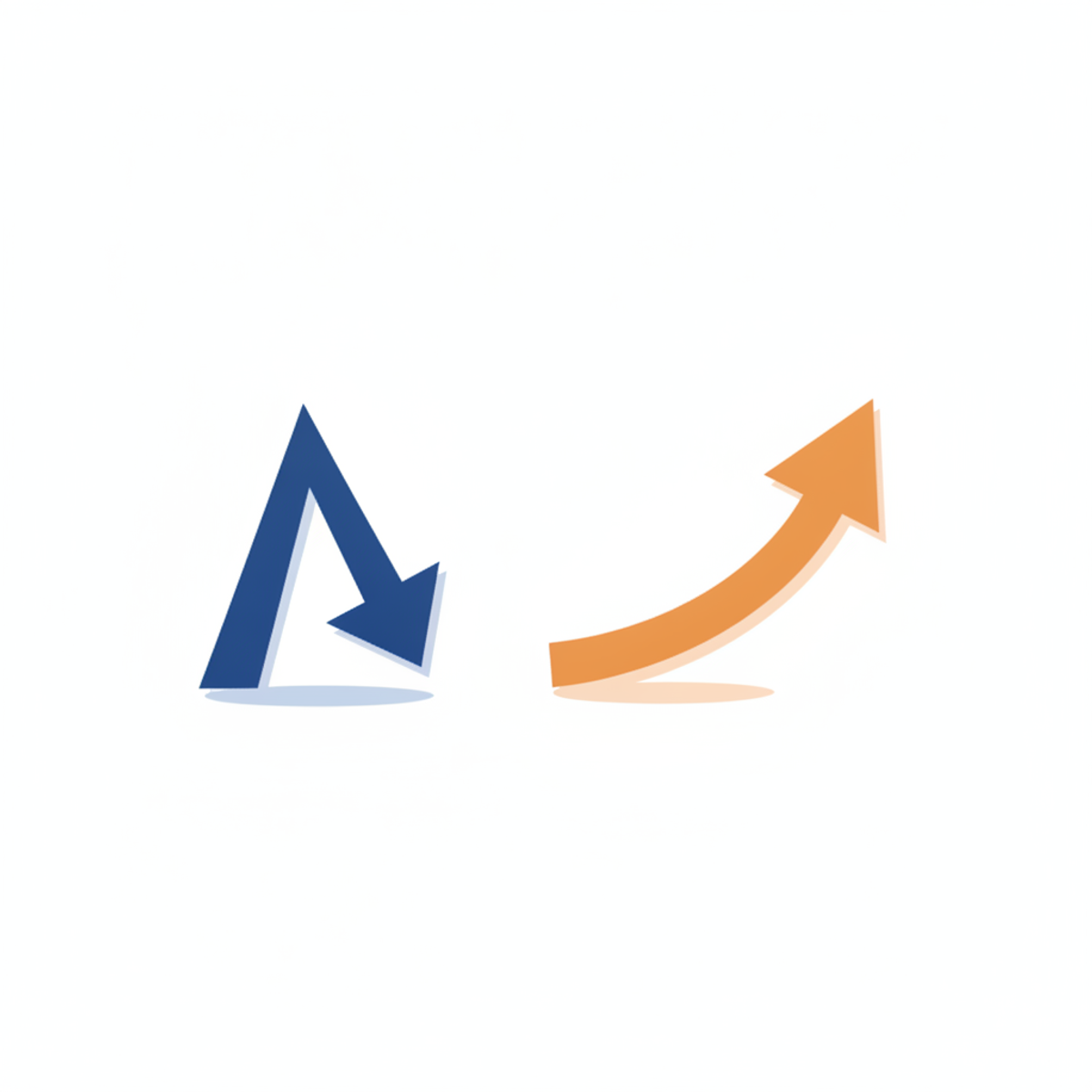 Two abstract line shapes contrasting a sharp traffic spike against a steady upward growth curve