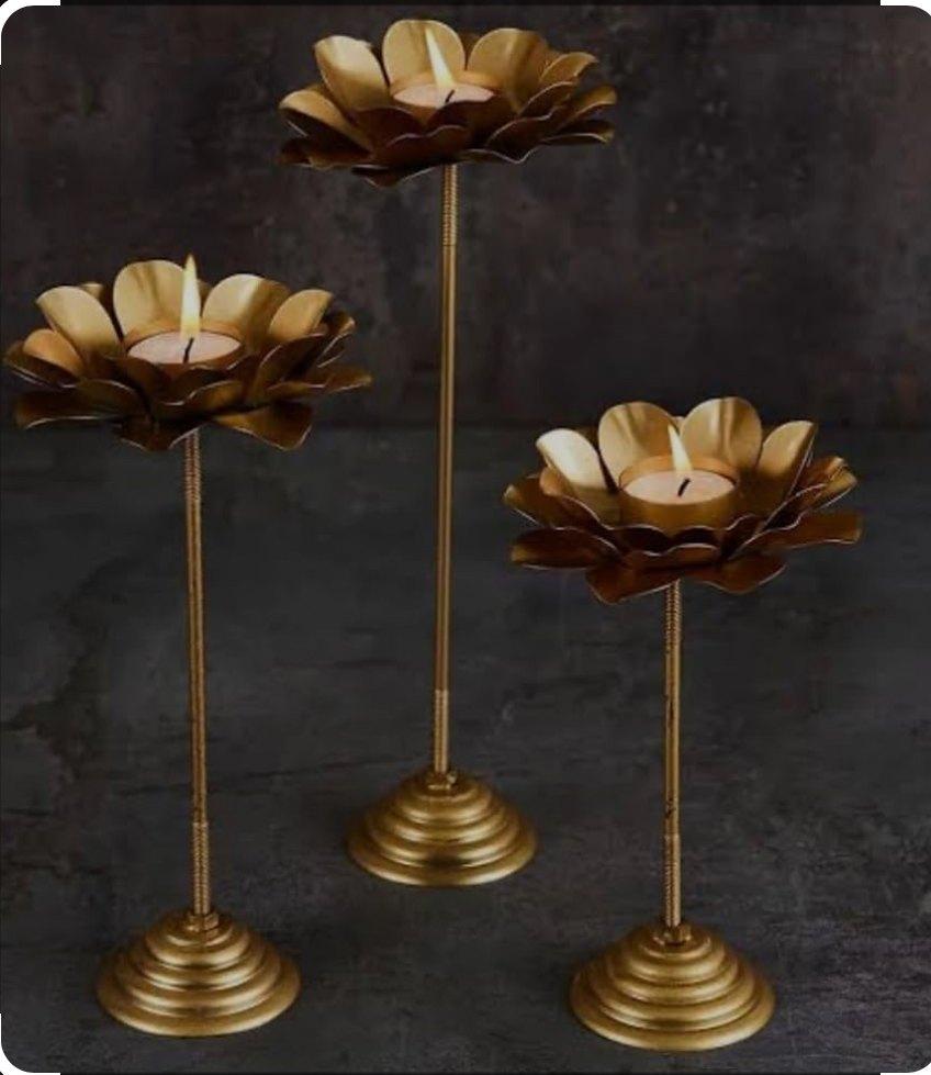 Metal lotus tealight stands