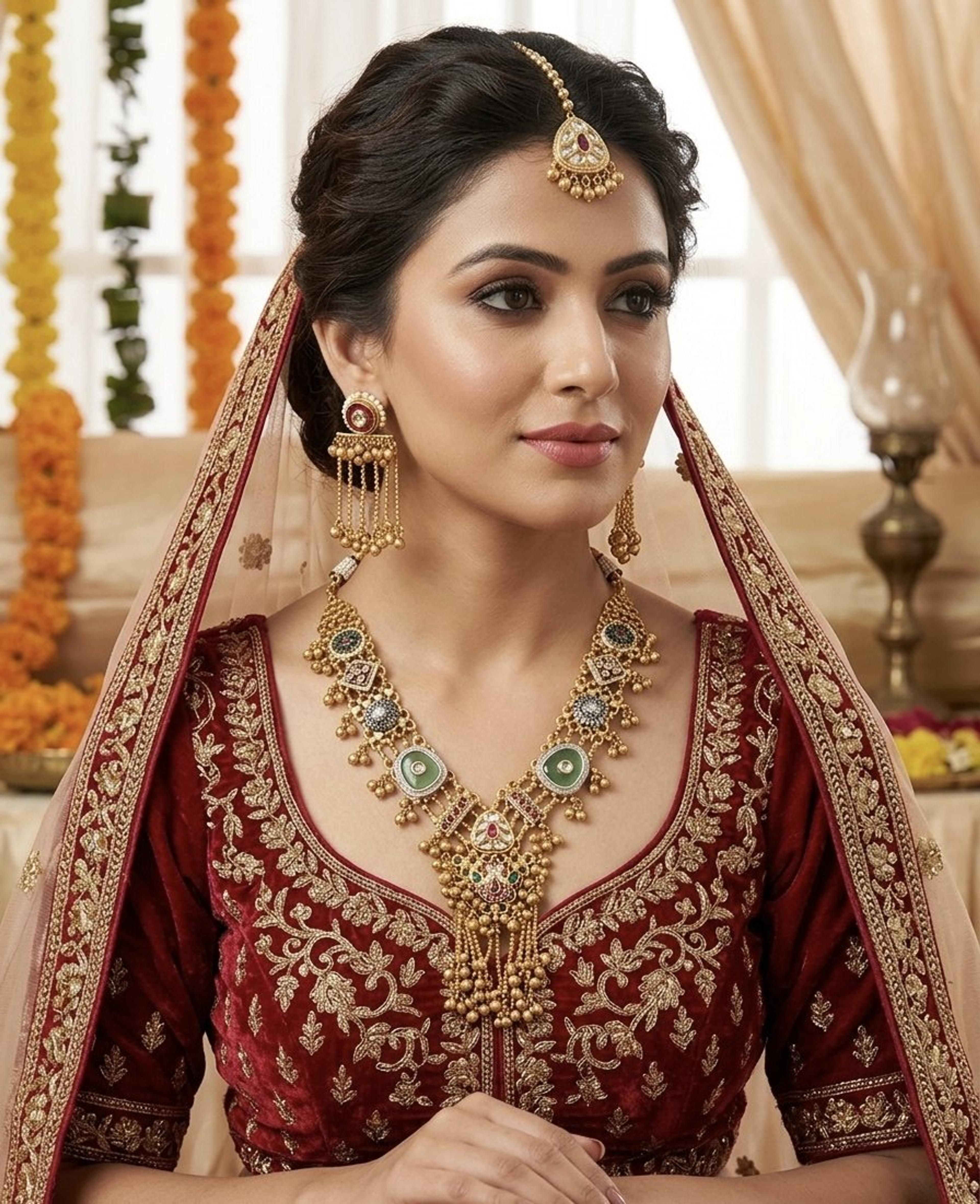 Bridal jewellery set, worn