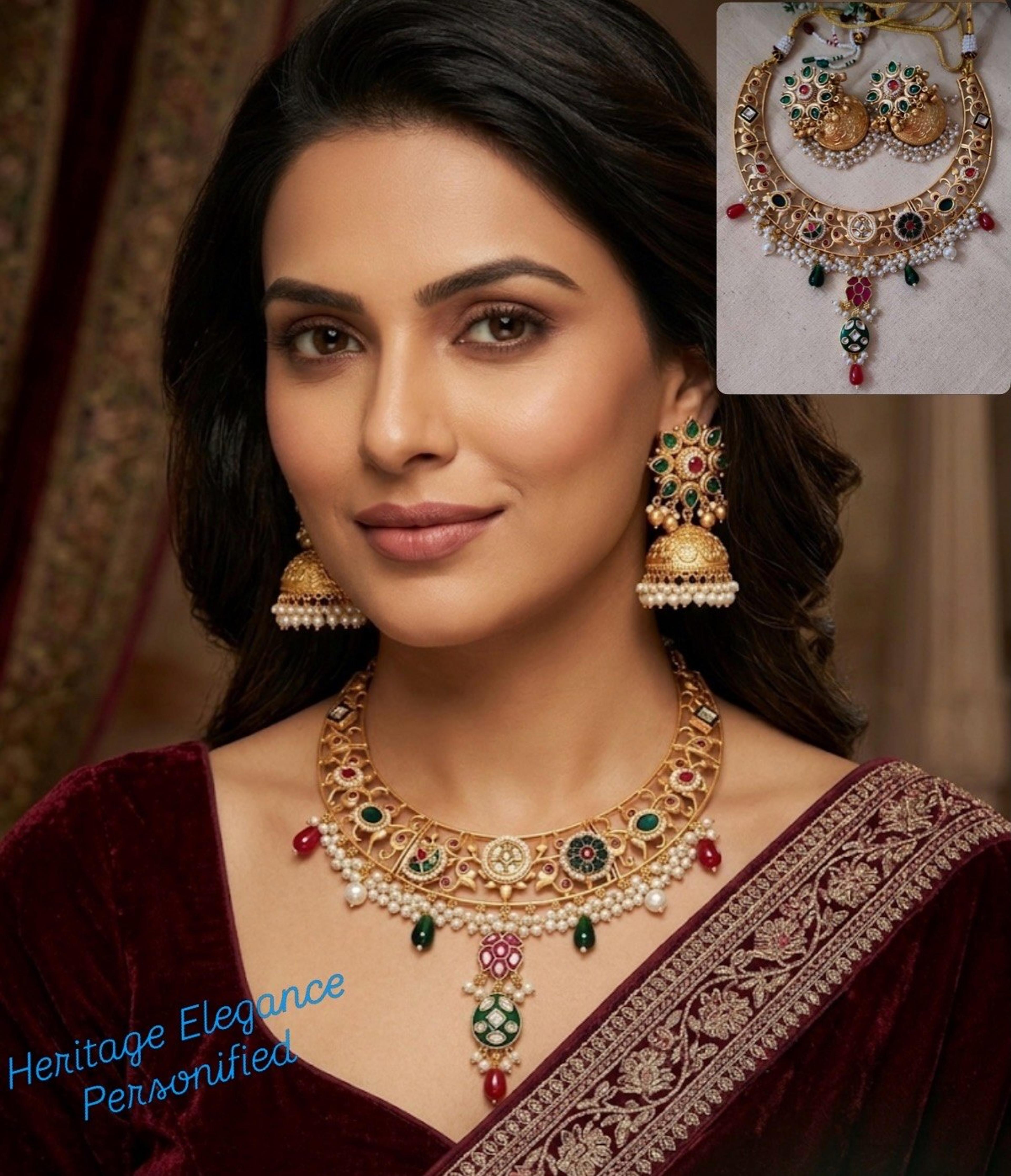 Necklace and earring set, worn