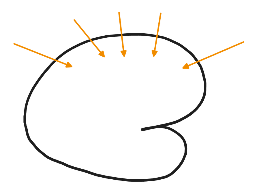 Brain receives electrical impulses. Internal experience illustration step 2