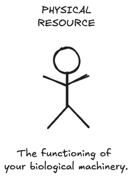 Physical resource represents the functioning of your biological machinery. It is one of the primary life resources.