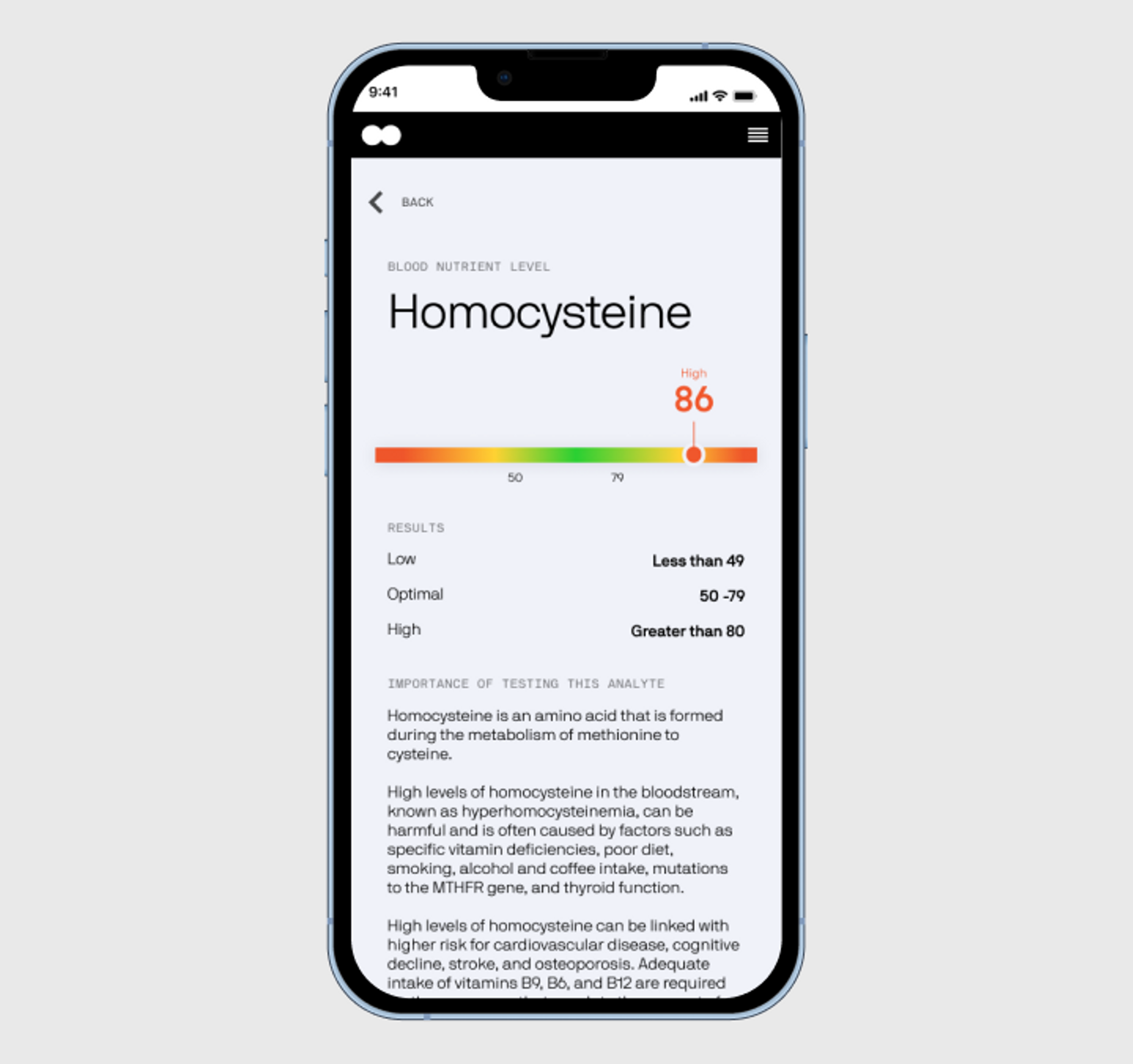 Image of blood insights on phone