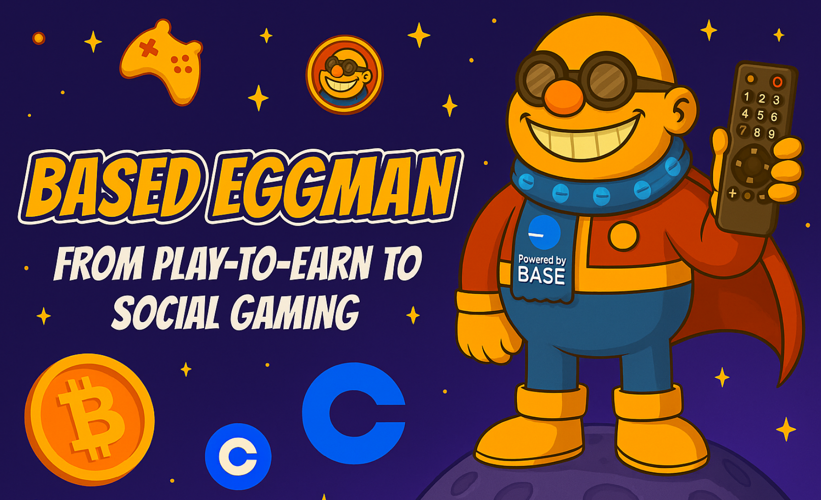 Based Eggman funny man standing on a ball holding a remote control