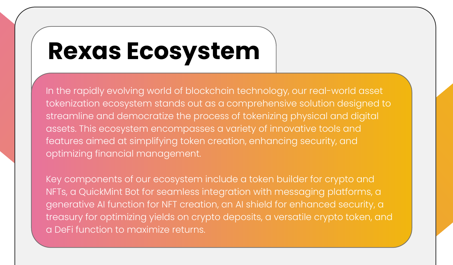 Screenshot of a section from the Rexas Finance whitepaper showing the quote: In the rapidly evolving world of blockchain...