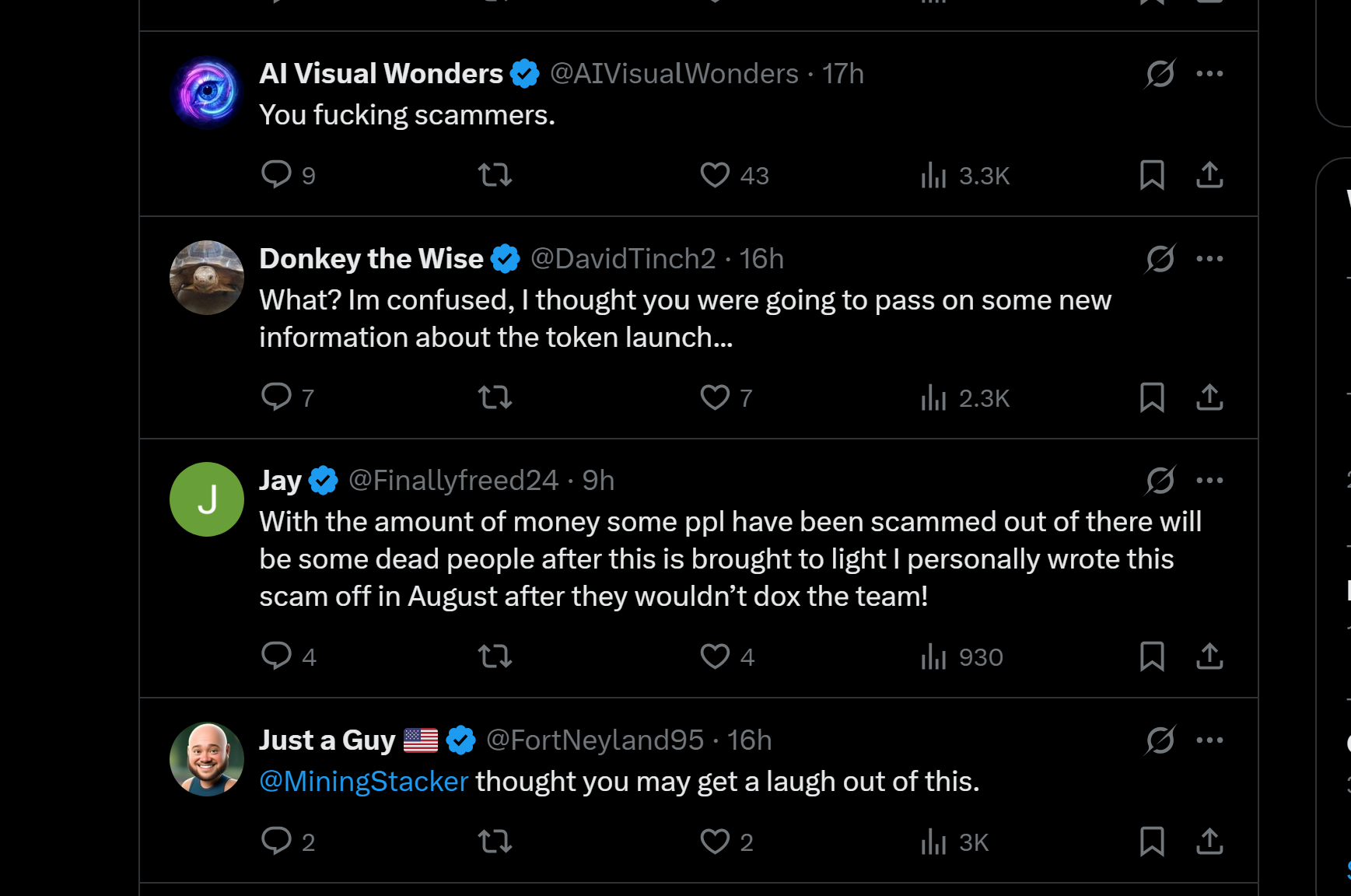 Screenshot of crypto investors on X expressing frustration in replies to BlockDAG’s official post about the GO LIVE Reveal
