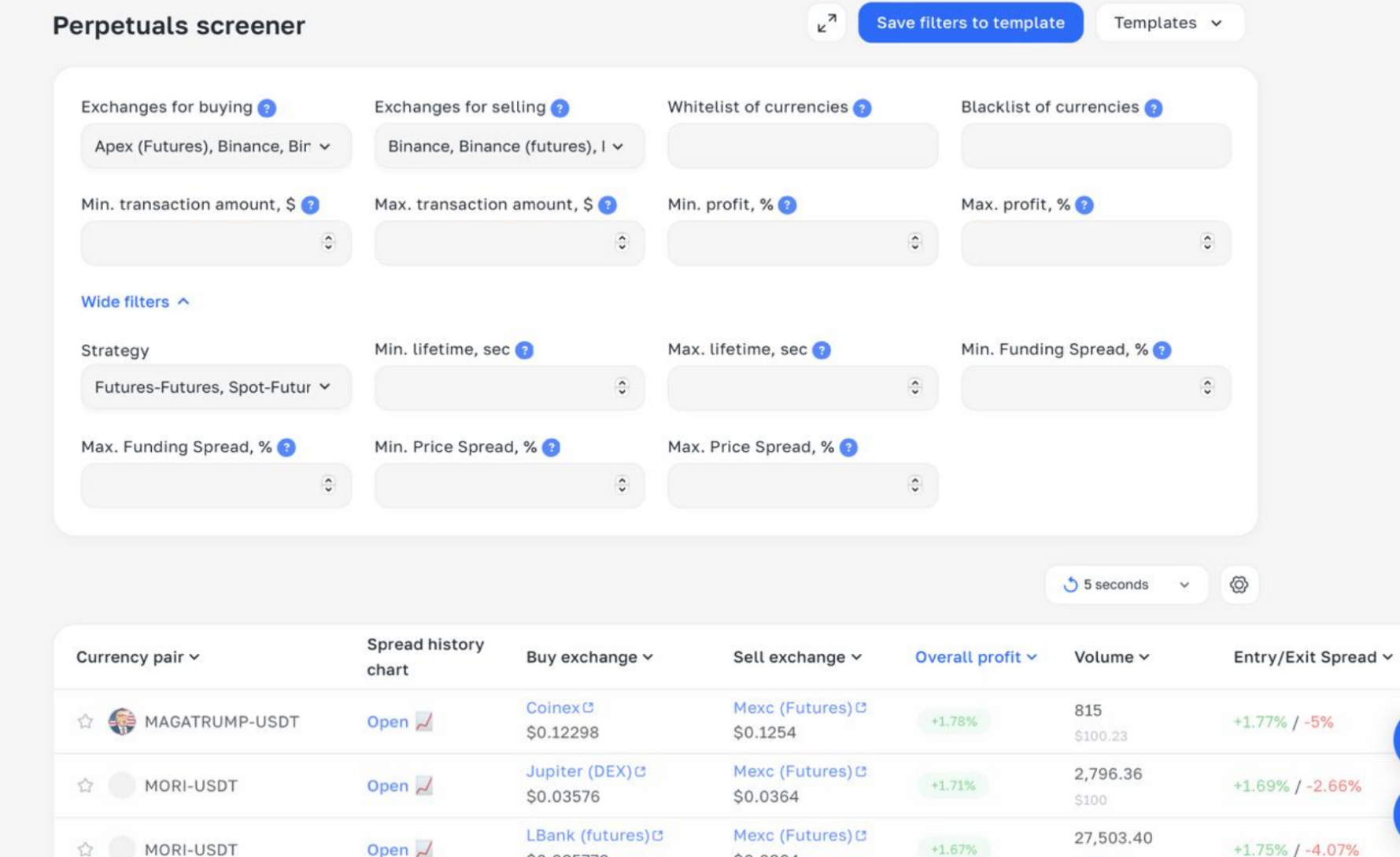 ArbitrageScanner tool
