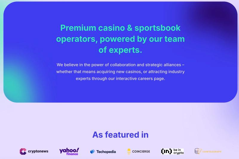 Webpage section showing “As featured in” followed by logos of Cryptonews, Techopedia, and Coincierge, suggesting media coverage or promotion.