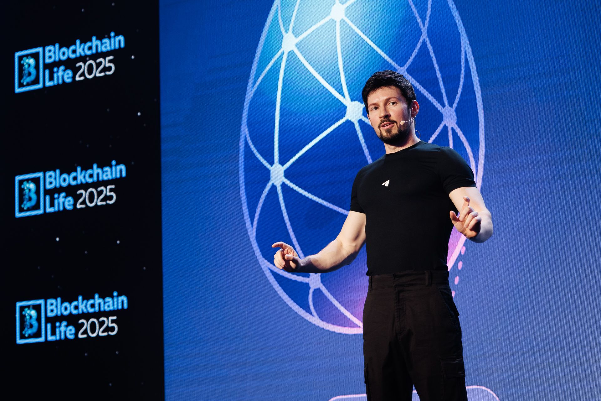Blockchain Life 2025 Pavel Durov Cocoon launch speaker on stage