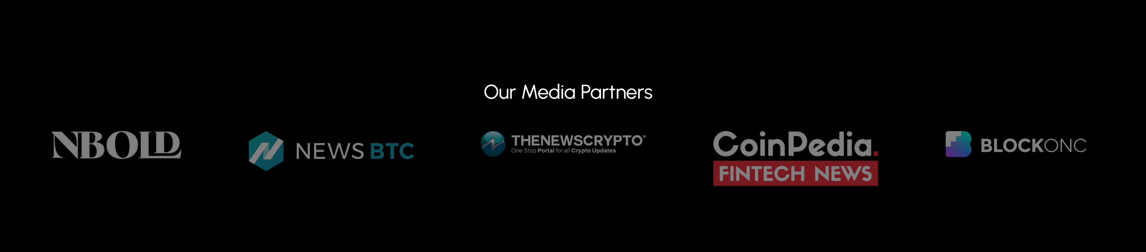 several crypto media websites logo in a raw on a black background