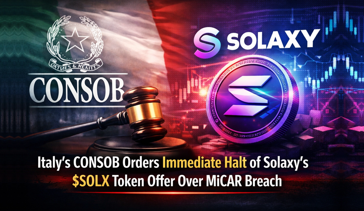 Cover Image for CONSOB Blocks Solaxy’s $SOLX Token Offer in Italy Over MiCA Breach