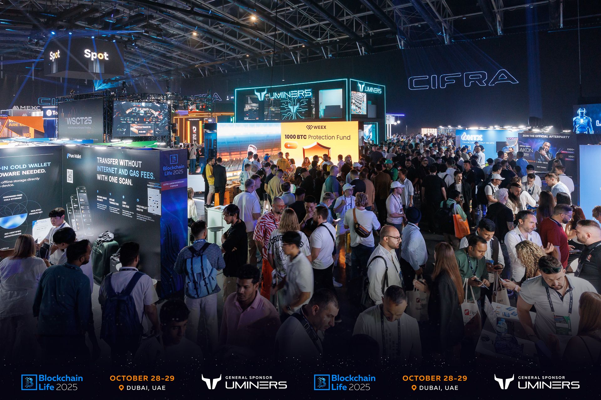 Blockchain Life 2025 Pavel Durov Cocoon launch audience looking around booths