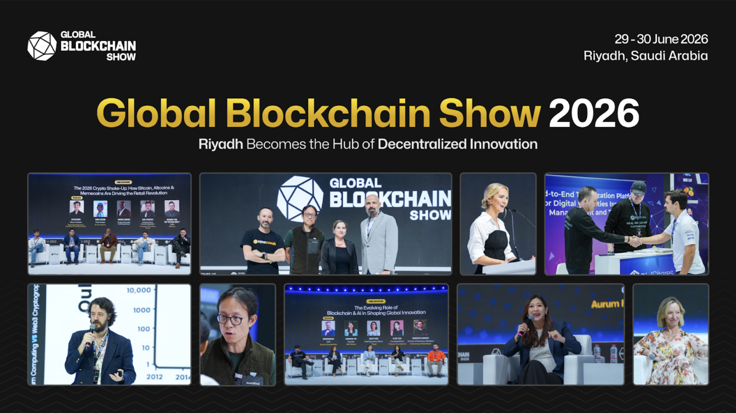 Global Blockchain Show 2026: Event images from the previous year.