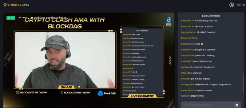 Gurhan Kiziloz wearing a cap and headset during a Binance Square AMA for BlockDAG Network