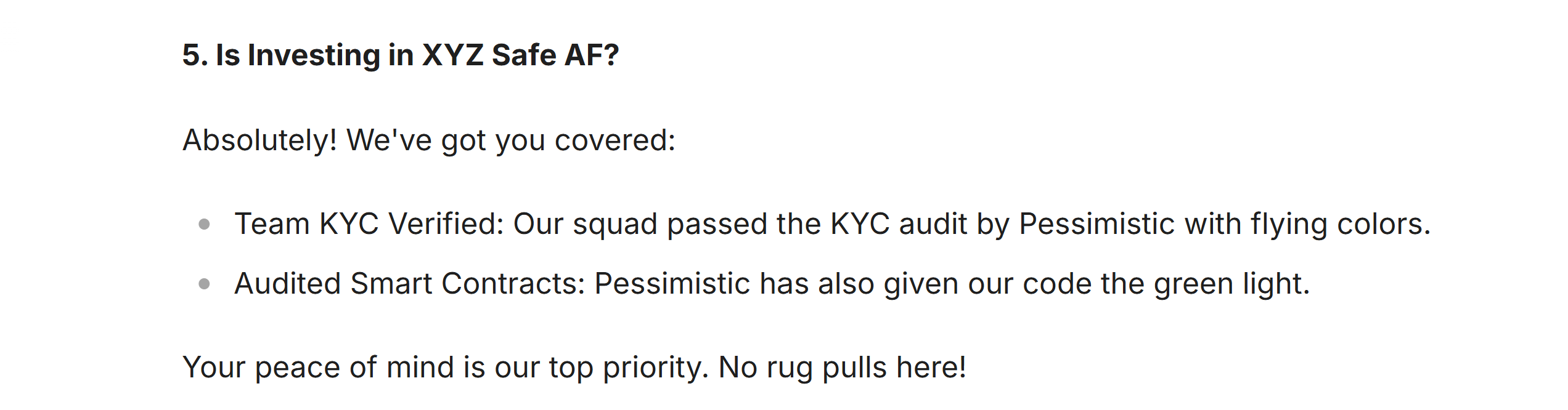 A section from whitepaper claiming the team has passed KYC audit