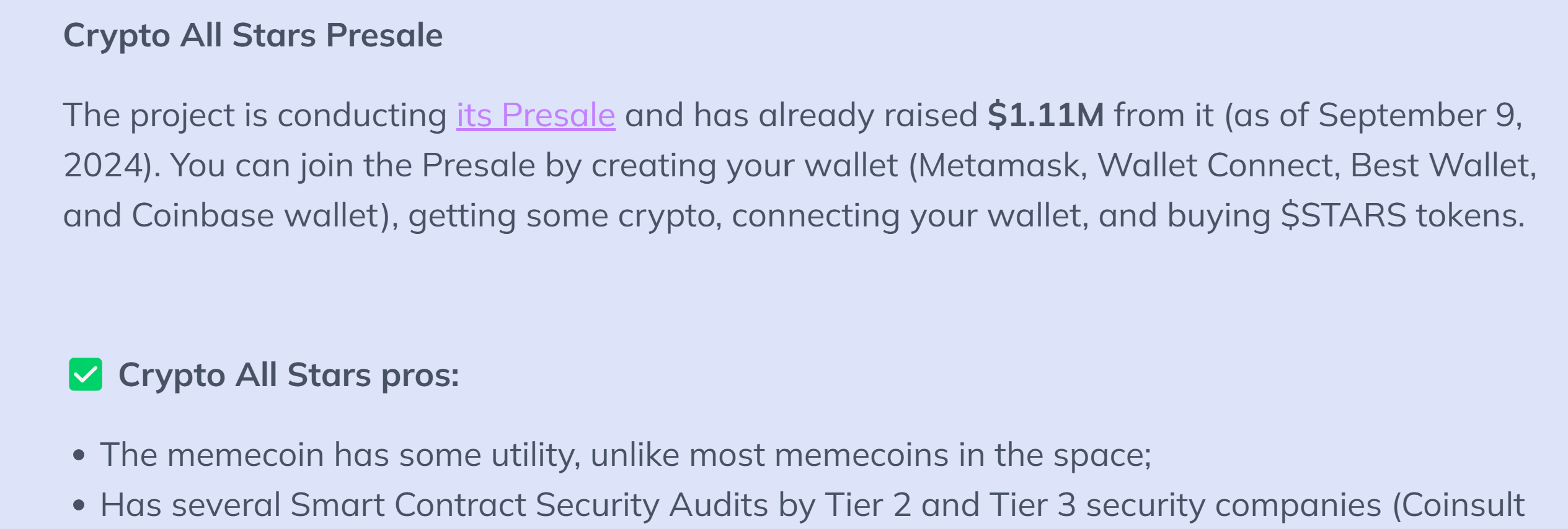 A part of an article about Crypto All-Stars with an affiliated link inside.