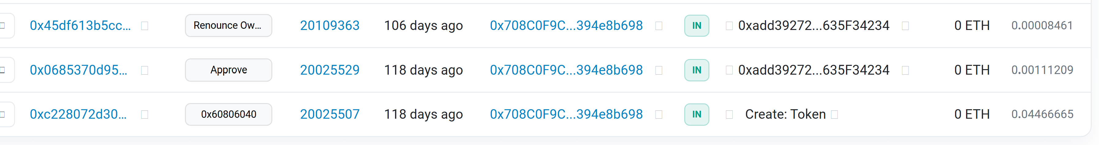 renounce transaction of PEPU token